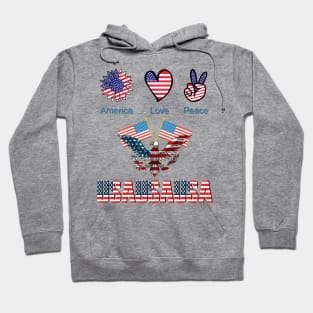 America USA Flag - America Love Peace Hoodie